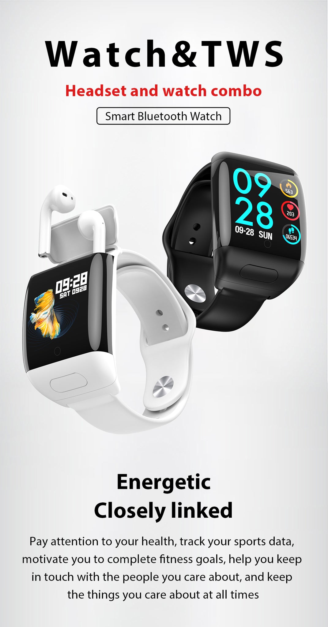 Smartwatch with earbuds online combo